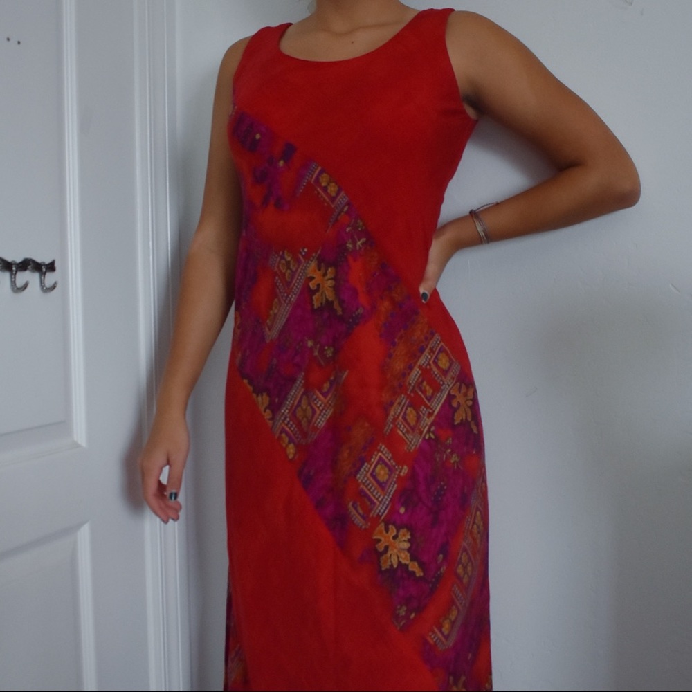 Vintage Jessica Howard Red Patterned Maxi Dress